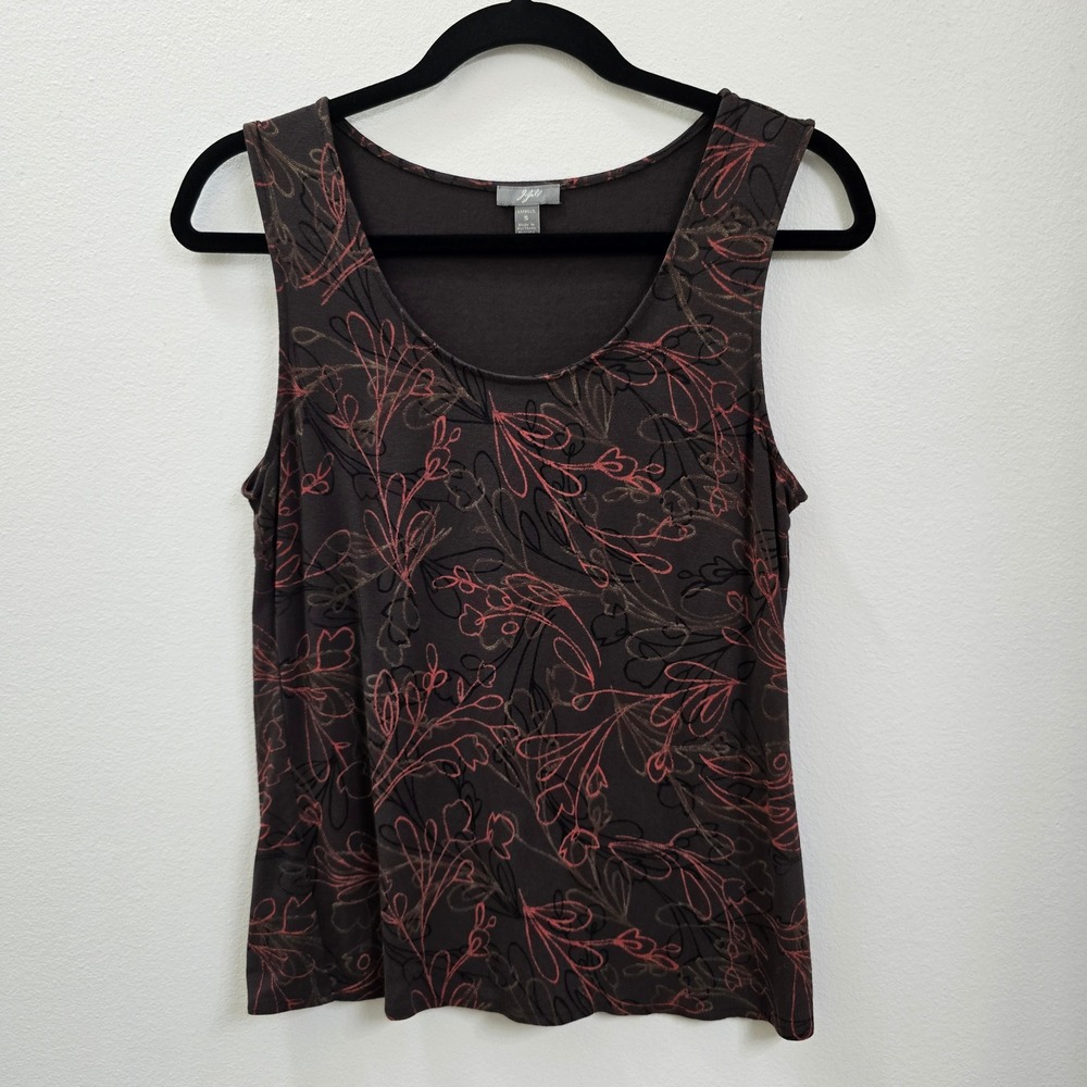 J.‎ Jill Womens Brown Pink Floral Stretch Tank Top Sleeveless Scoop Neck Small